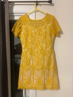 Sunshine Lace Short Sleeve Mini Dress